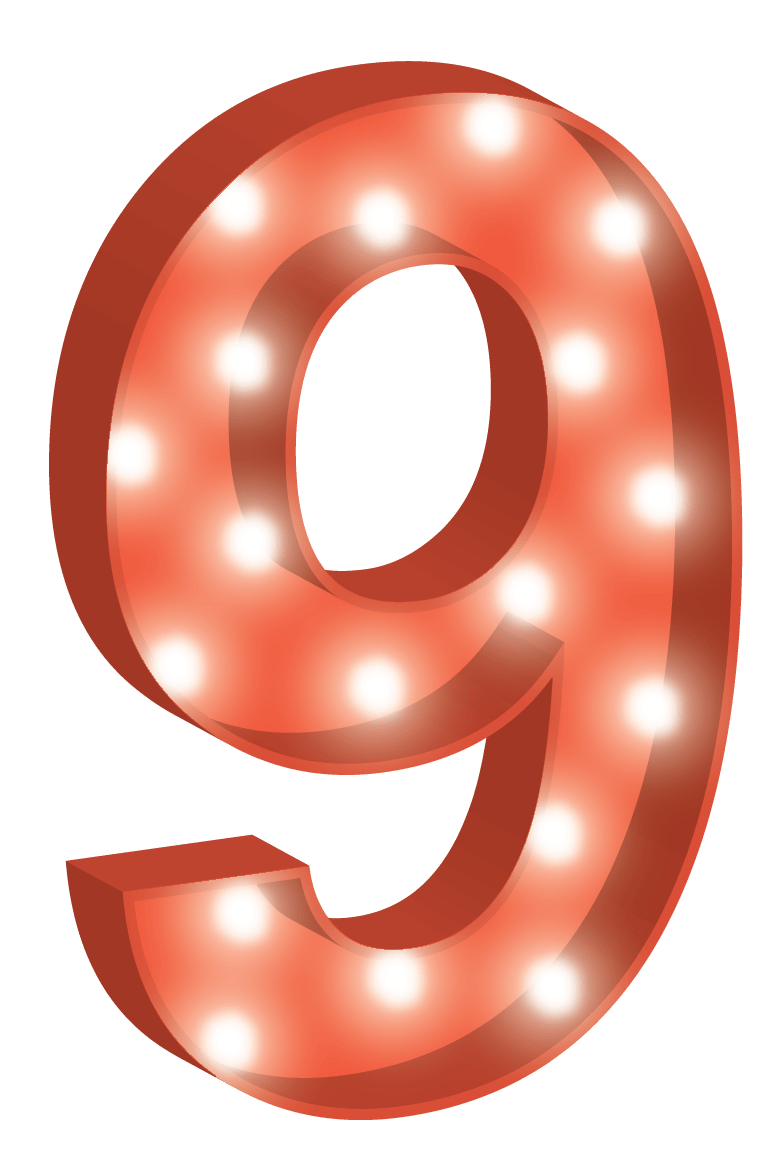 Retro Lighted Number9 PNG image