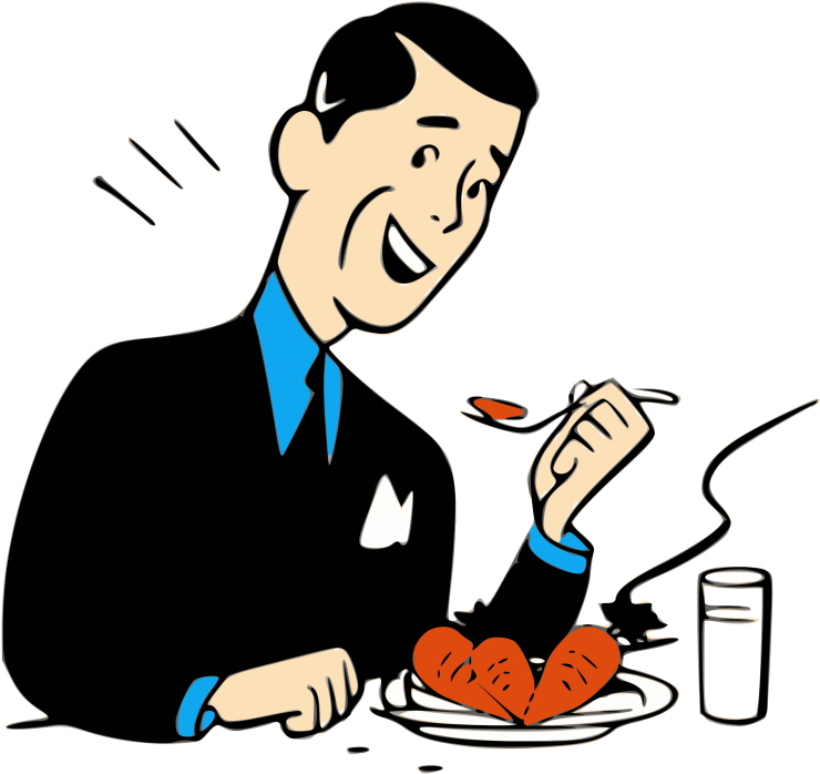 Retro Man Enjoying Meal PNG image