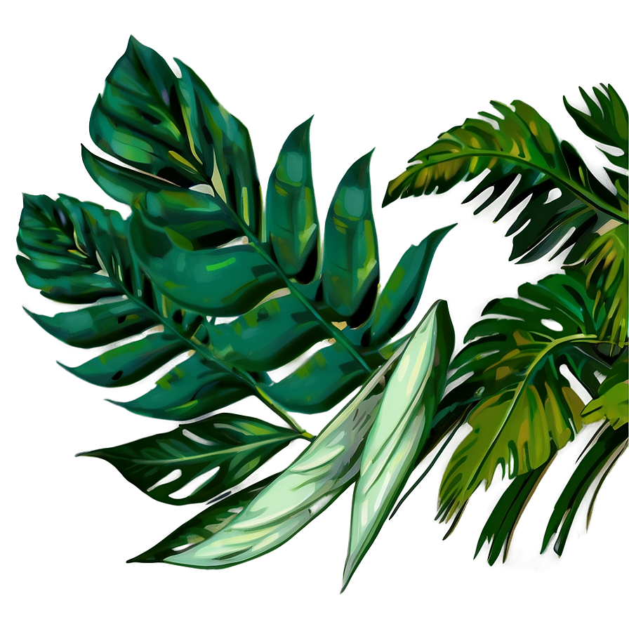 Retro Palm Leaves Png Uov PNG image