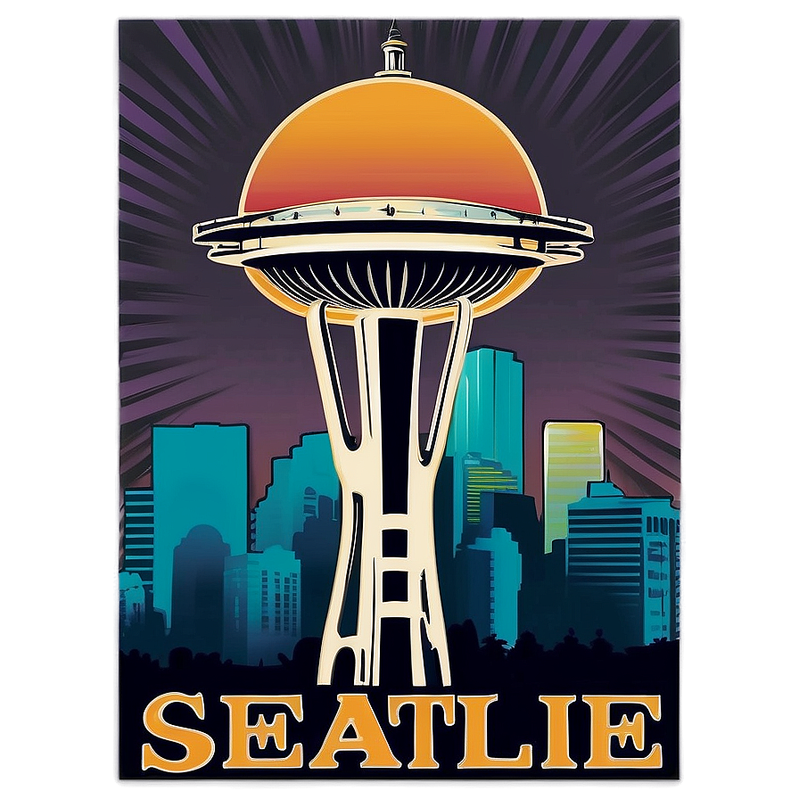 Retro Seattle Skyline Poster Png 27 PNG image