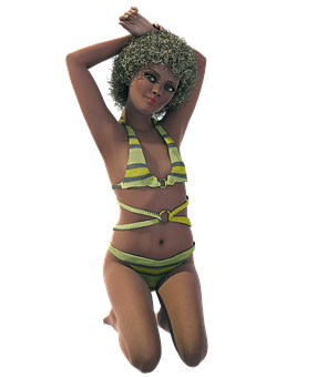 Retro Style Animated Girlin Bikini PNG image