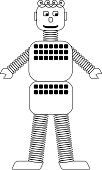 Retro Style Blackand White Robot PNG image