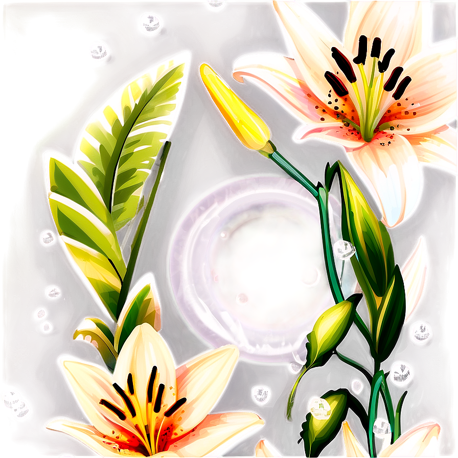 Retro Style Lilies Png 06282024 PNG image