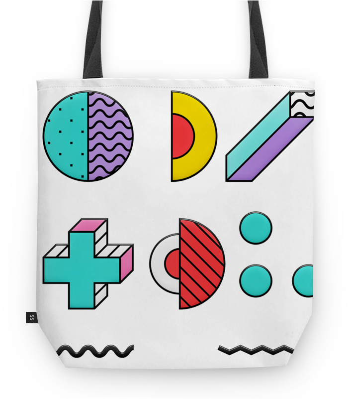 Retro Style Pattern Tote Bag PNG image