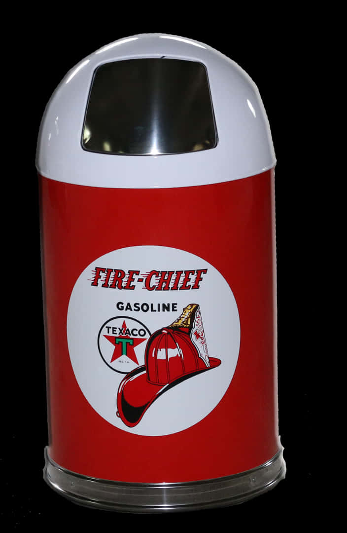 Retro Style Texaco Fire Chief Gasoline Trash Can PNG image