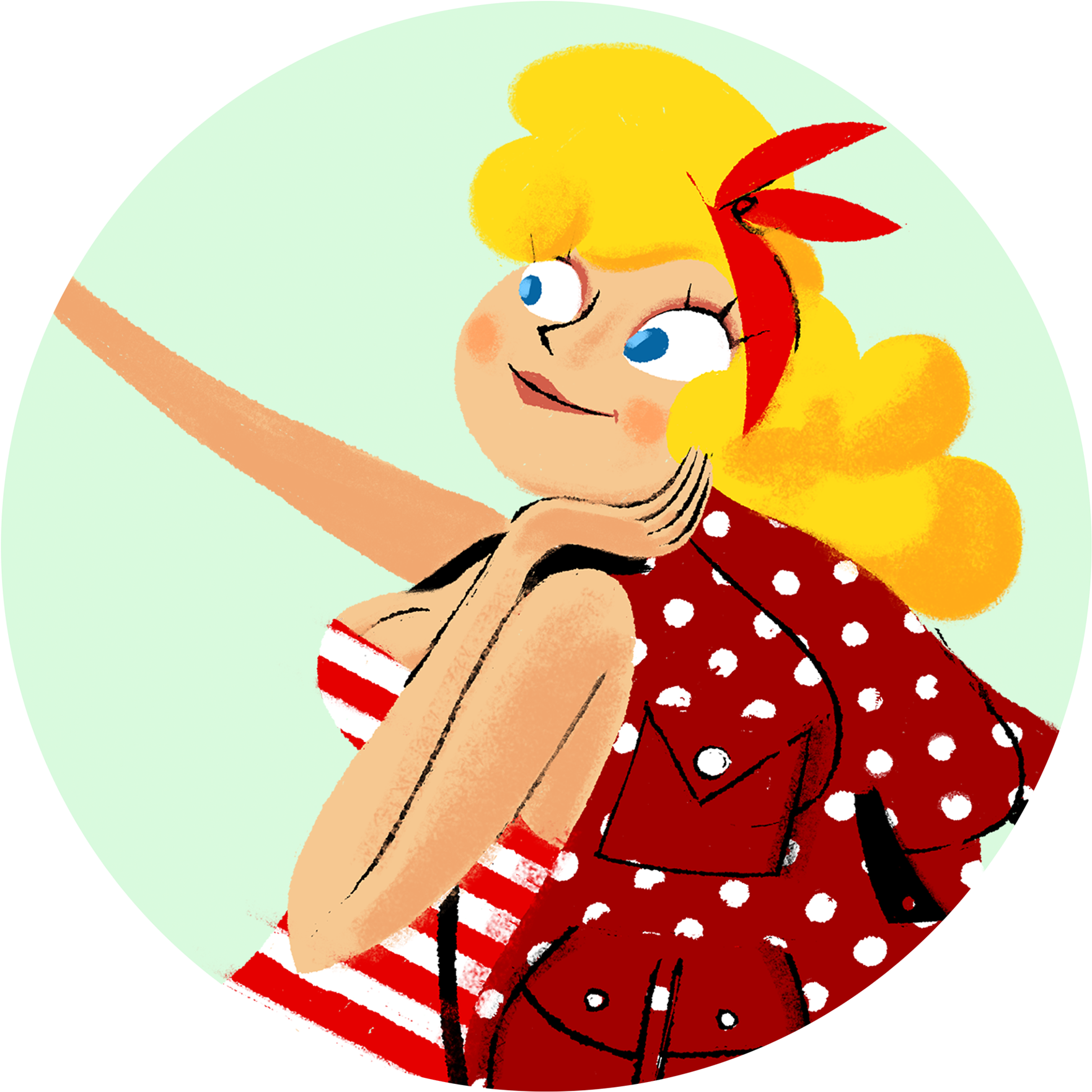 Retro Styled Animated Girl Illustration PNG image