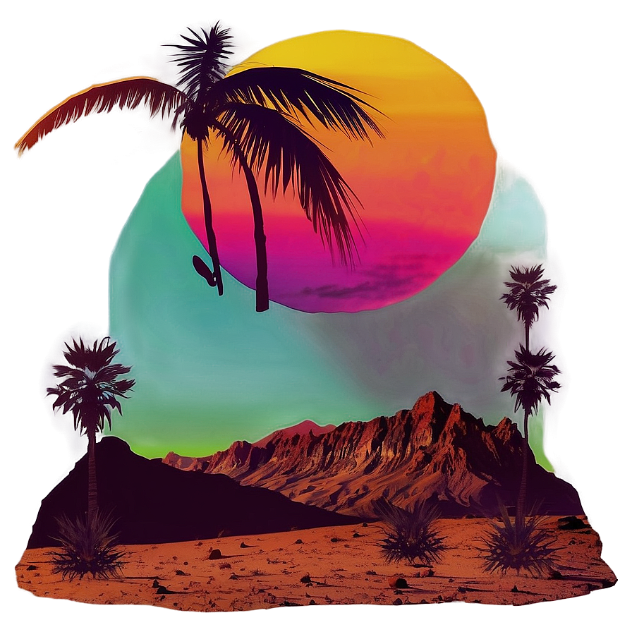 Retro Sunset Over Desert Png 06252024 PNG image