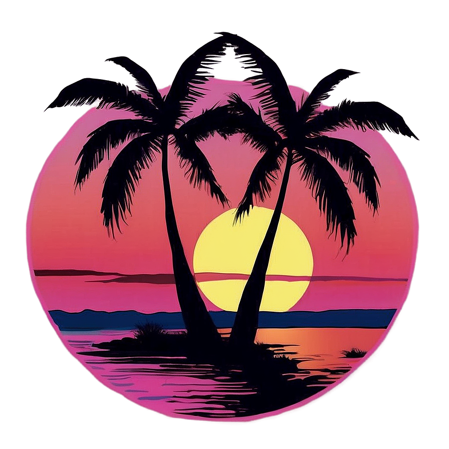 Retro Sunset Palm Trees Png Gbe41 PNG image