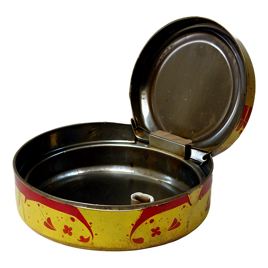 Retro Tin Ashtray Png 06262024 PNG image