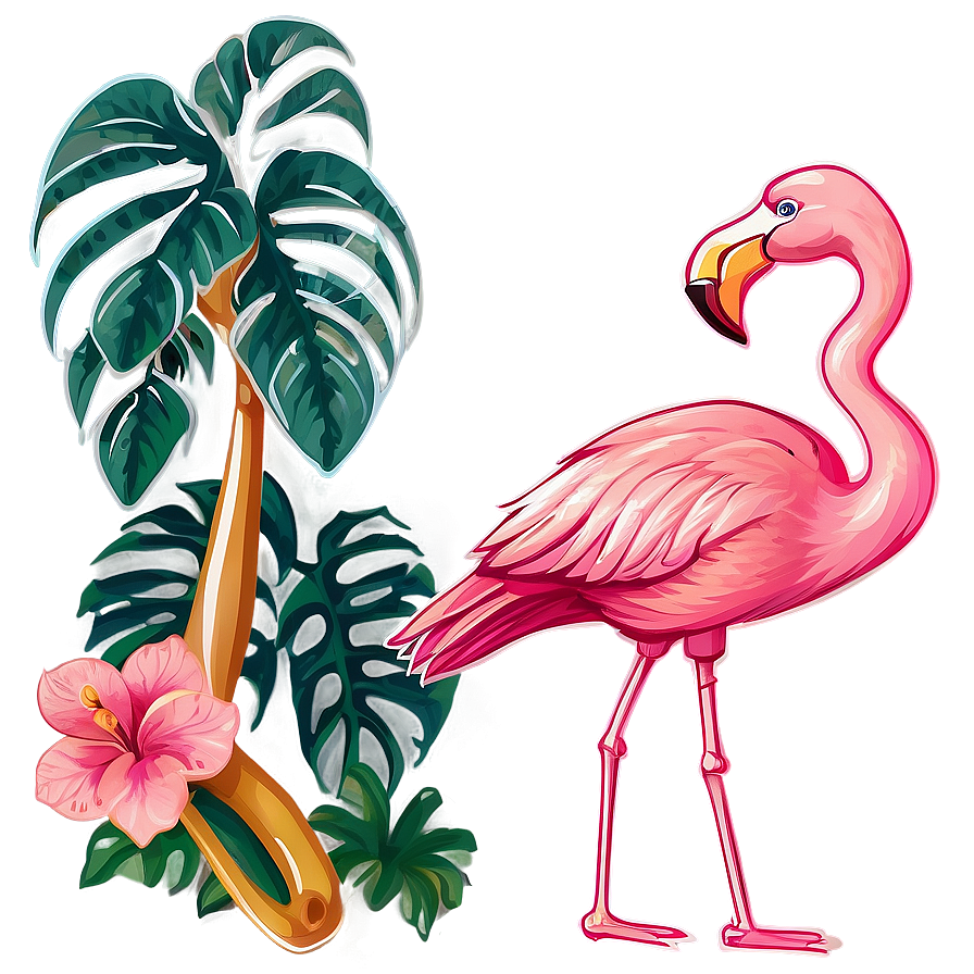 Retro Tropical Flamingo Png Fsh PNG image