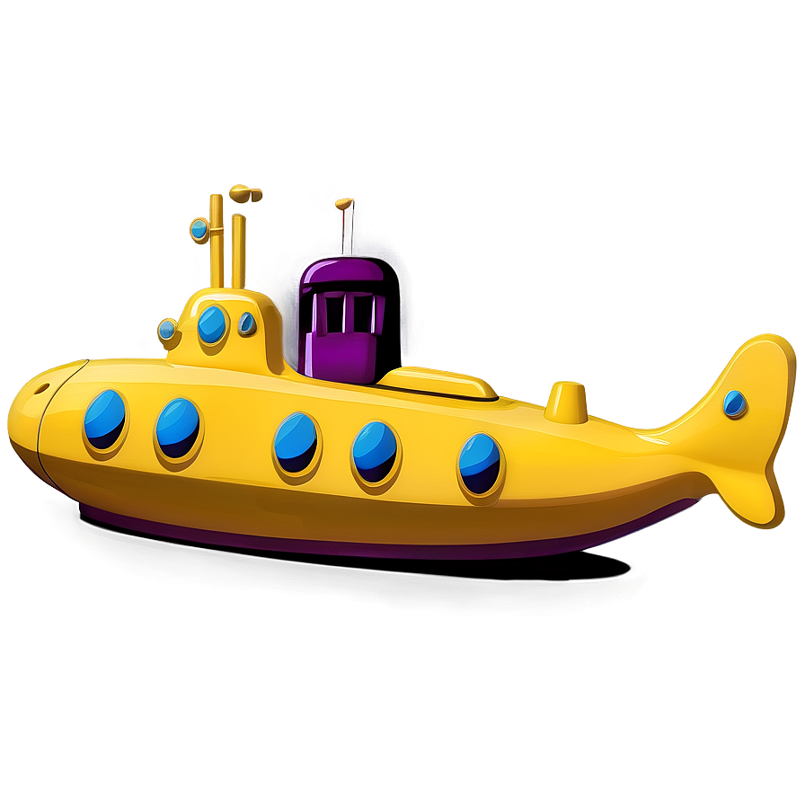 Retro Yellow Submarine Design Png Uva PNG image