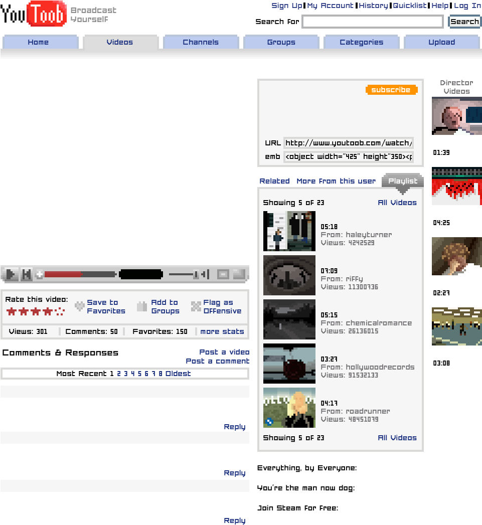 Retro You Tube My Chemical Romance Video Page PNG image