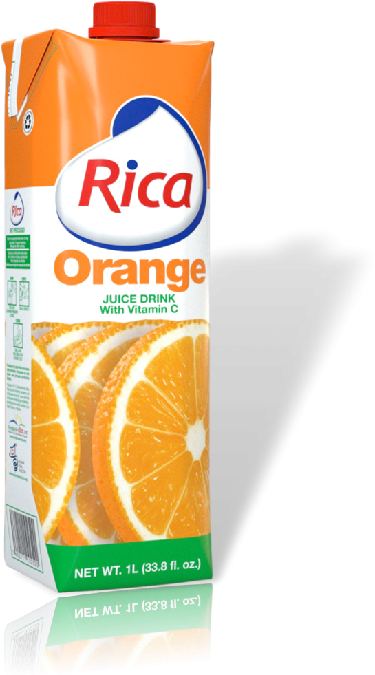 Rica Orange Juice Drink Carton PNG image