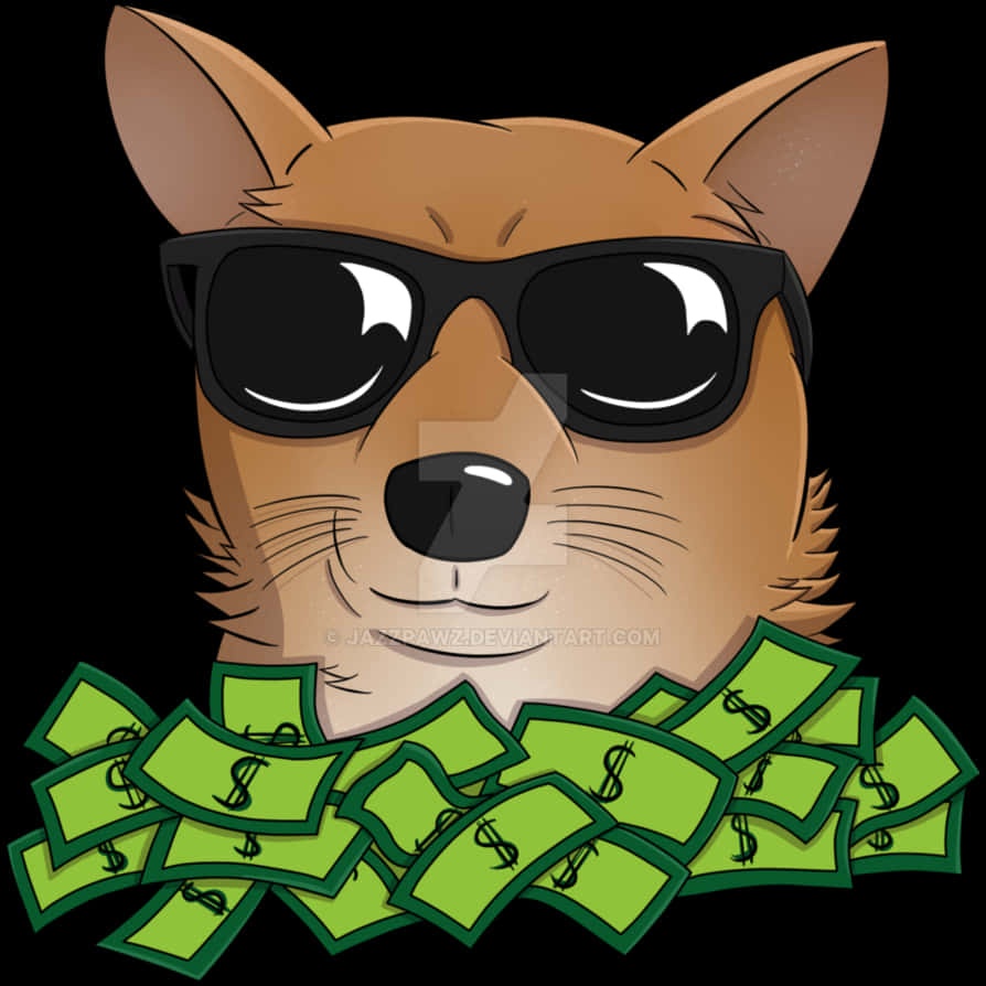 Rich Doge Memewith Sunglassesand Money PNG image