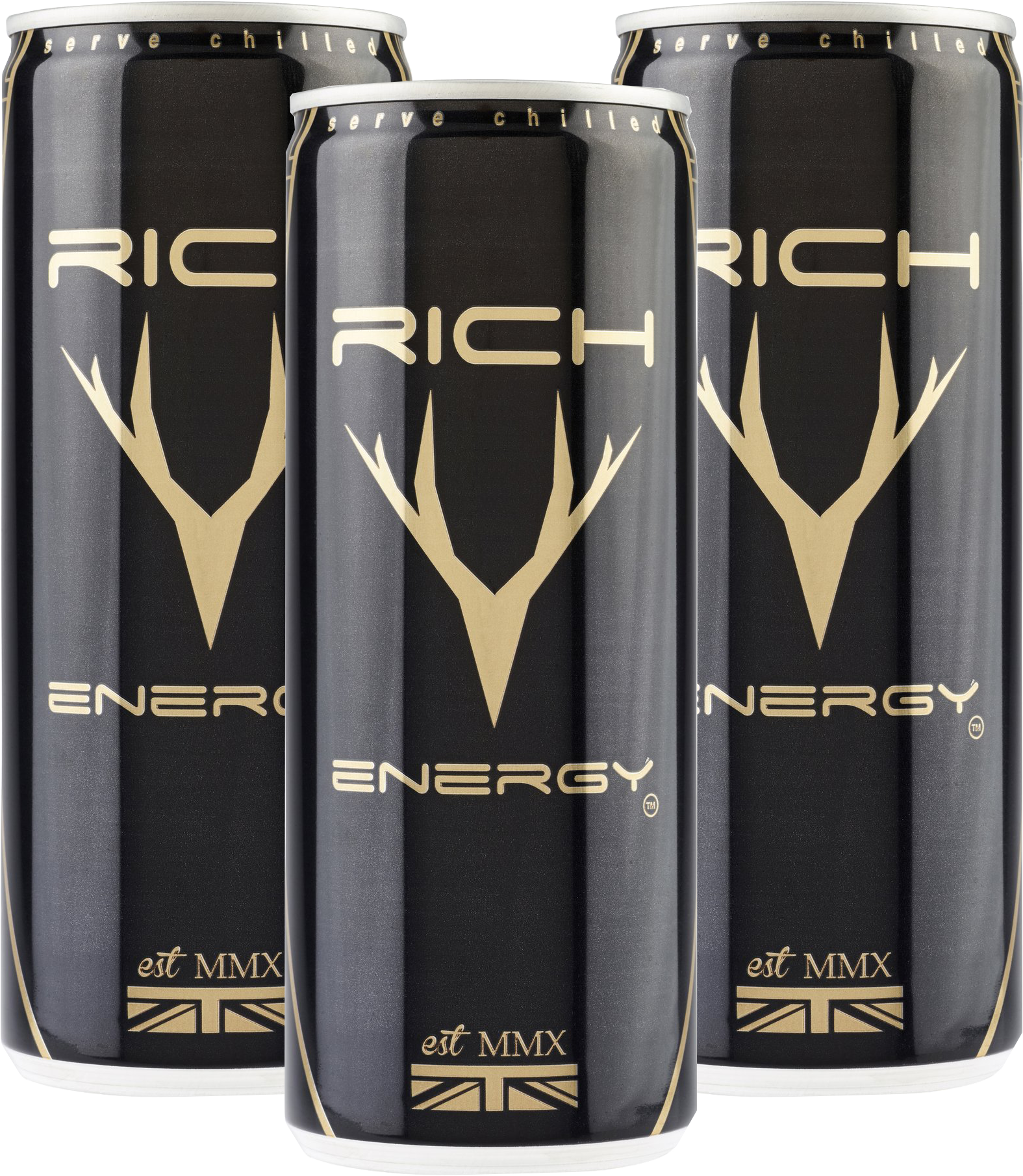 Rich Energy Drink Cans PNG image
