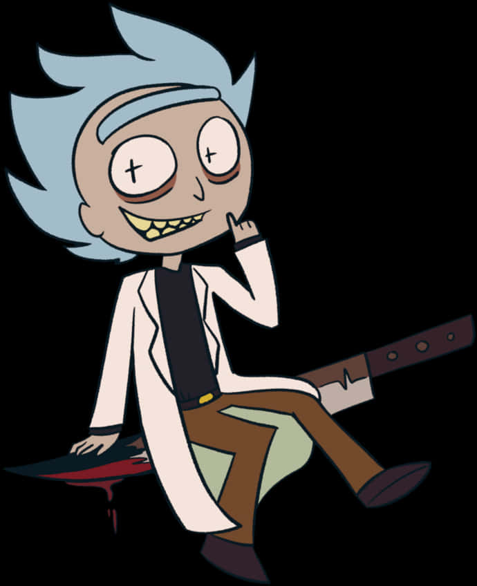 Rick Sanchez Sitting Animated Character PNG image