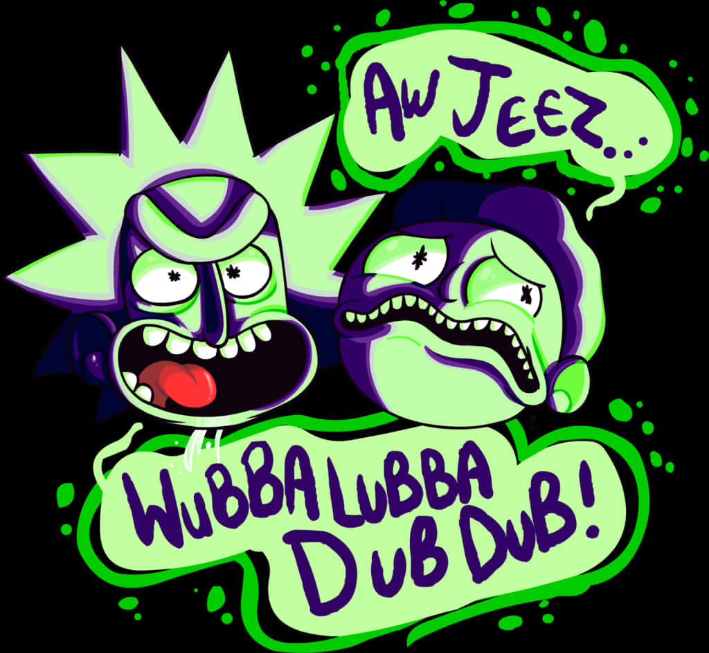 Rickand Morty Expressions Aw Jeez Wubba Lubba Dub Dub PNG image