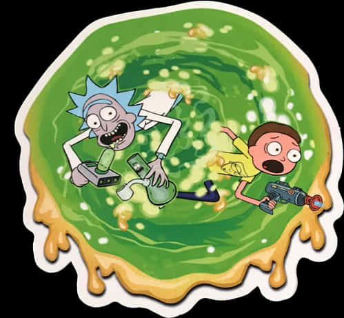 Rickand Morty Portal Escape Sticker PNG image