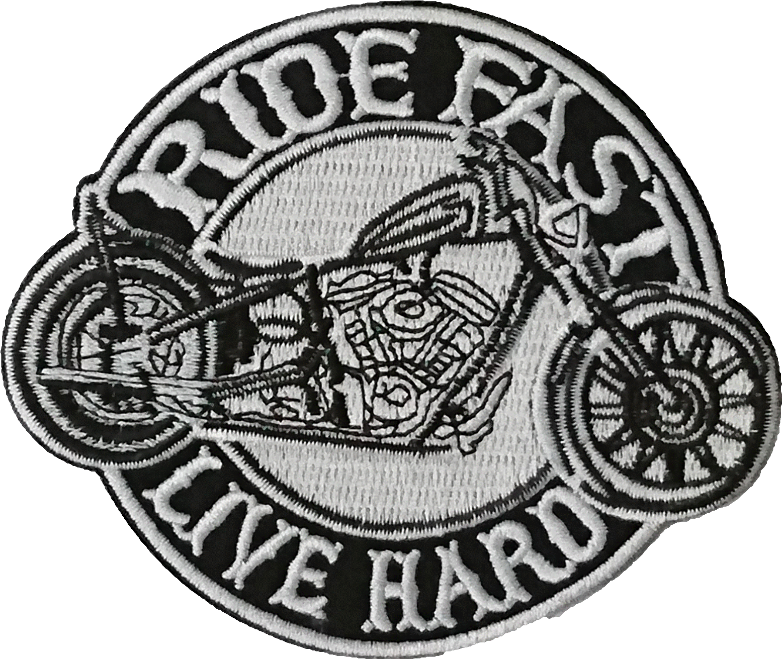 Ride Fast Live Hard Motorcycle Patch PNG image