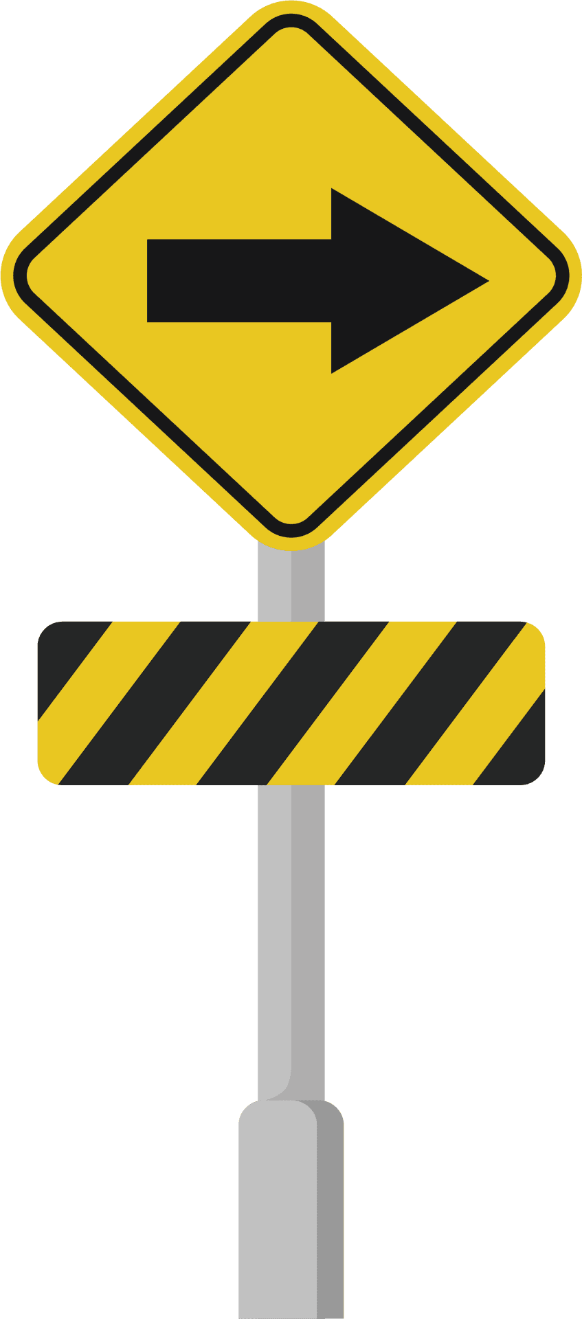 Right Turn Arrow Road Sign PNG image