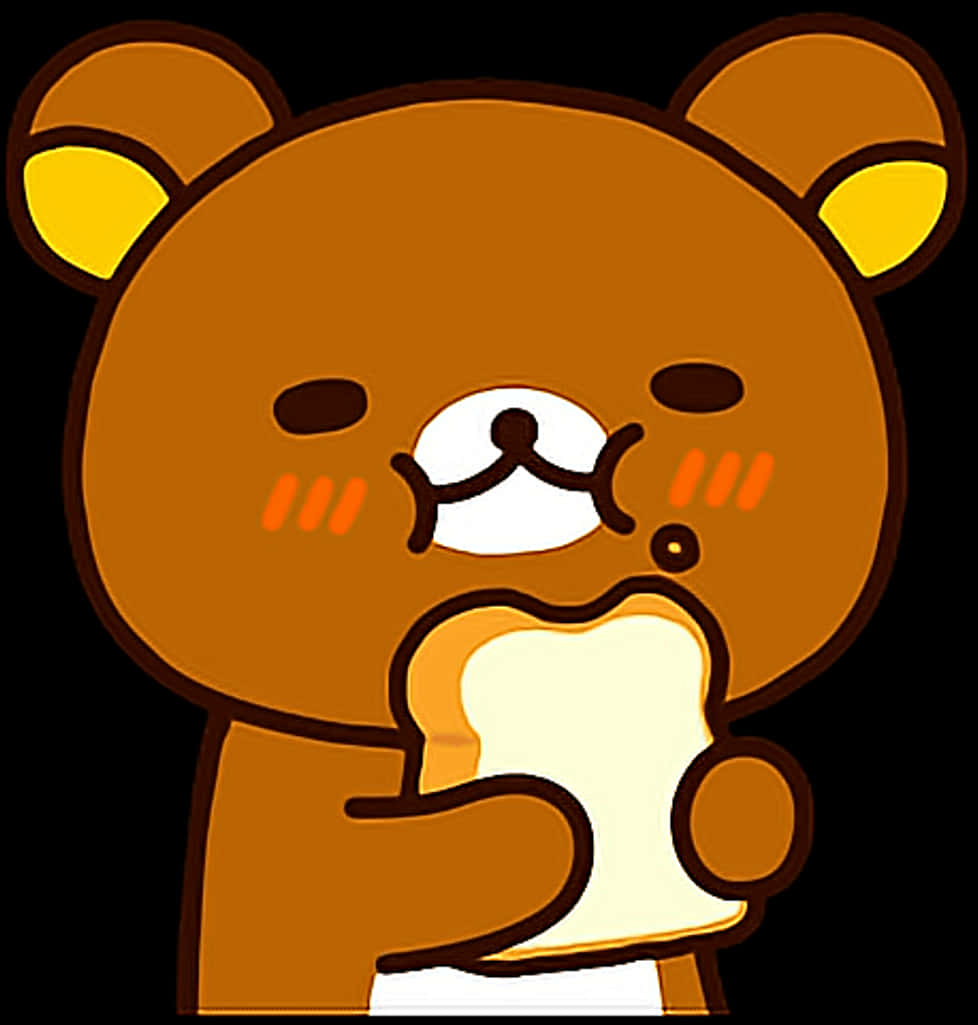 Rilakkuma Eating Bread Cartoon PNG image