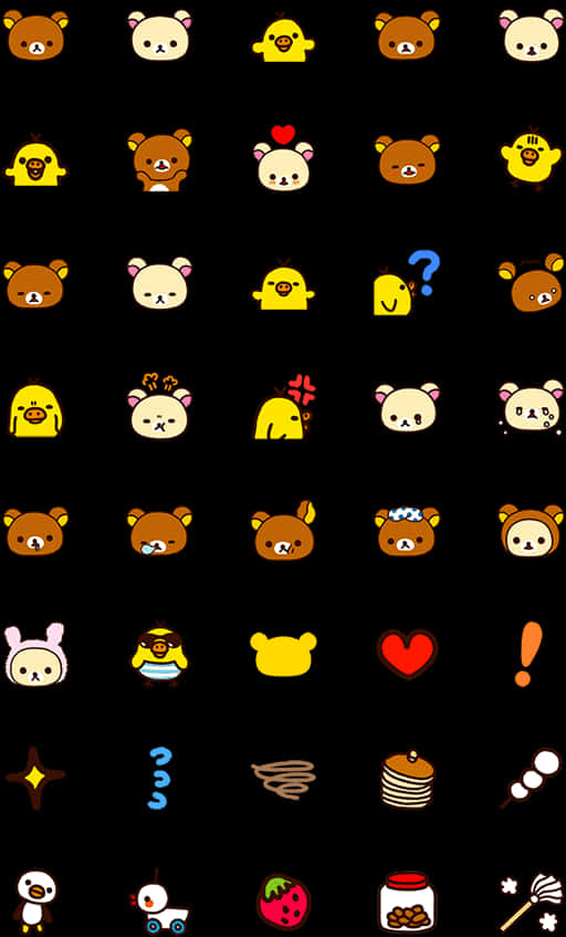 Rilakkuma Emoji Pattern Background PNG image