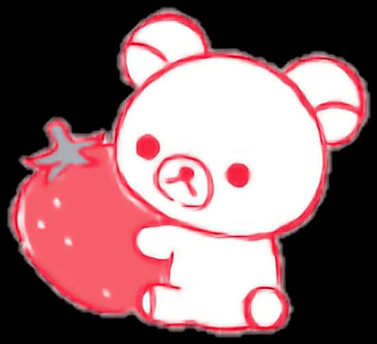 Rilakkuma Hugging Strawberry PNG image