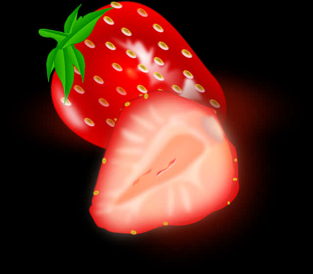 Ripe Strawberryand Slice Illustration PNG image