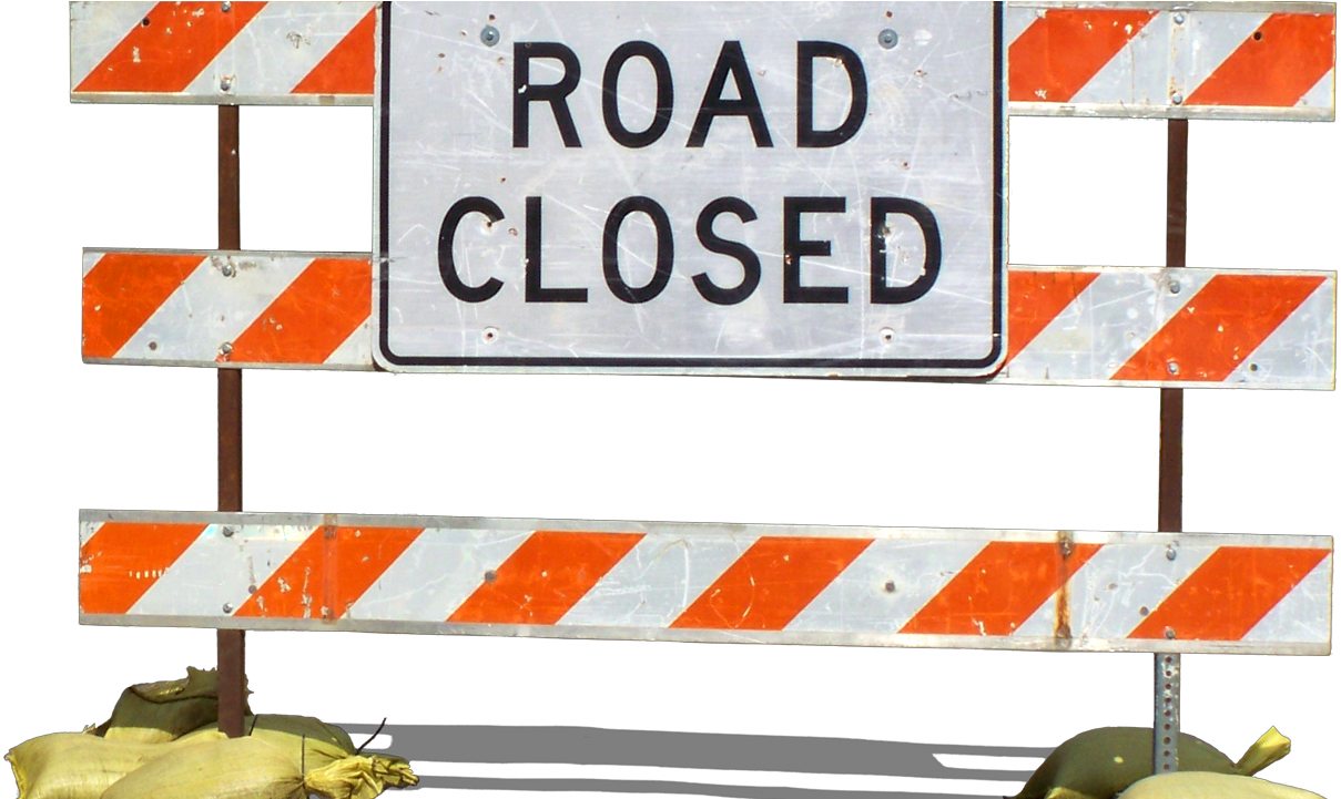 Road Closed Signand Barriers PNG image