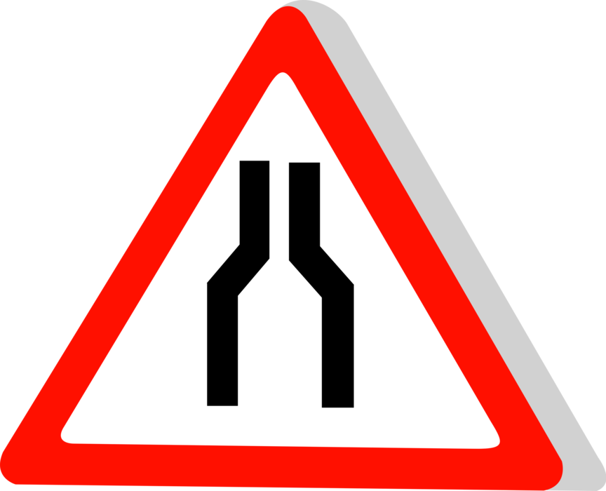 Road Narrowing Sign PNG image