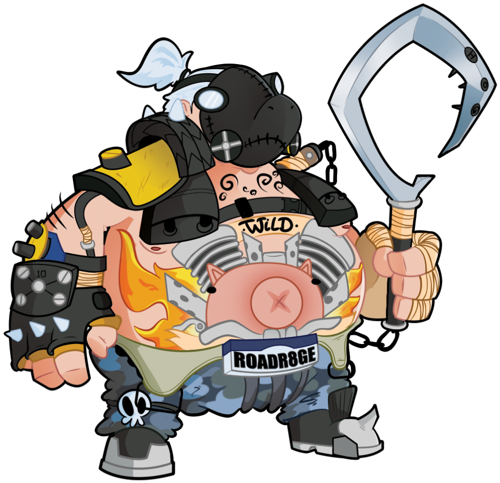 Roadhog Overwatch Cartoon Emote PNG image