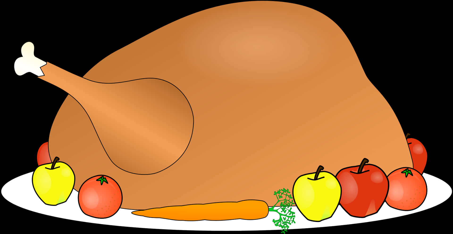 Roast Turkeywith Vegetablesand Fruits PNG image