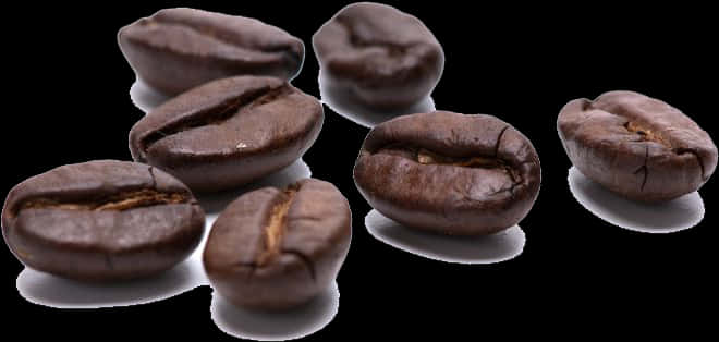 Roasted Coffee Beans Black Background PNG image