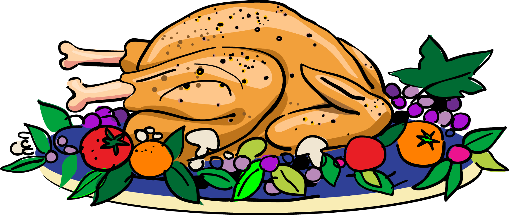Roasted Turkeywith Garnish Clipart PNG image