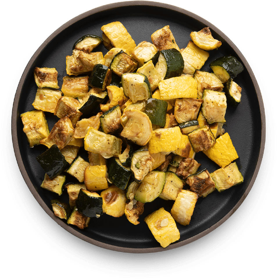 Roasted Zucchini Chunks Plate PNG image