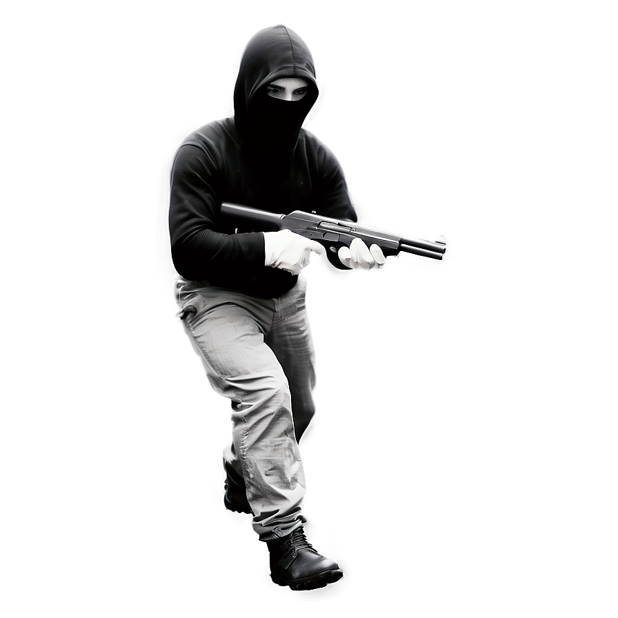 Robber In Black And White Png 06212024 PNG image