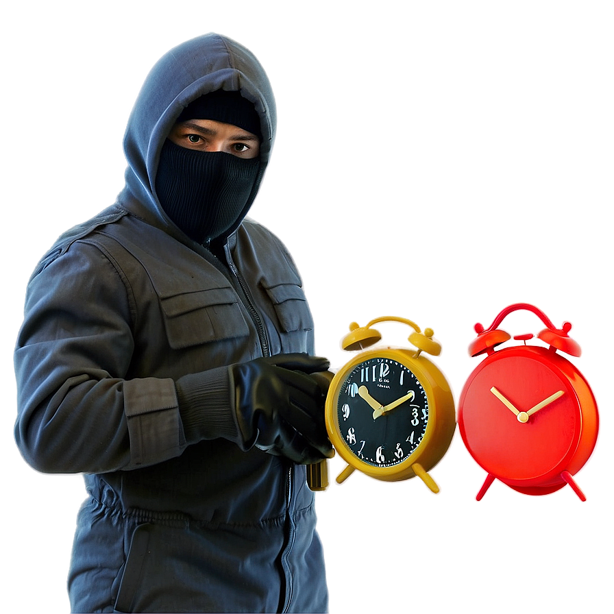 Robber With Alarm Clock Png Gkd PNG image