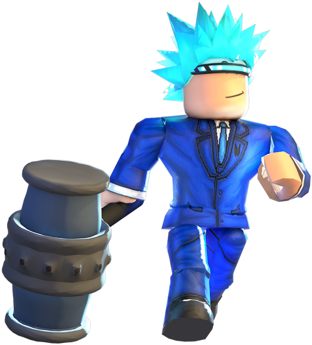 Roblox Character Blue Suit Spiky Hair PNG image