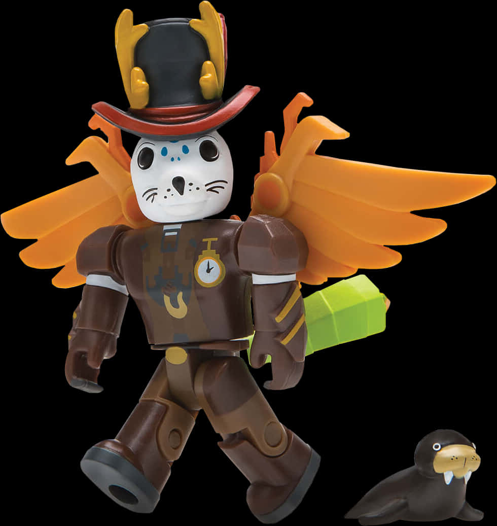 Roblox Characterwith Wingsand Seal Companion PNG image