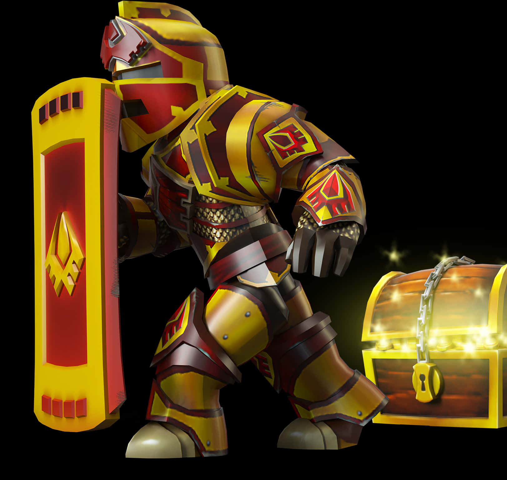 Roblox Knight Avatarwith Treasure Chest PNG image