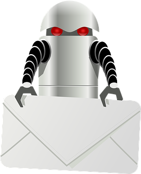 Robot Holding Envelope Illustration PNG image