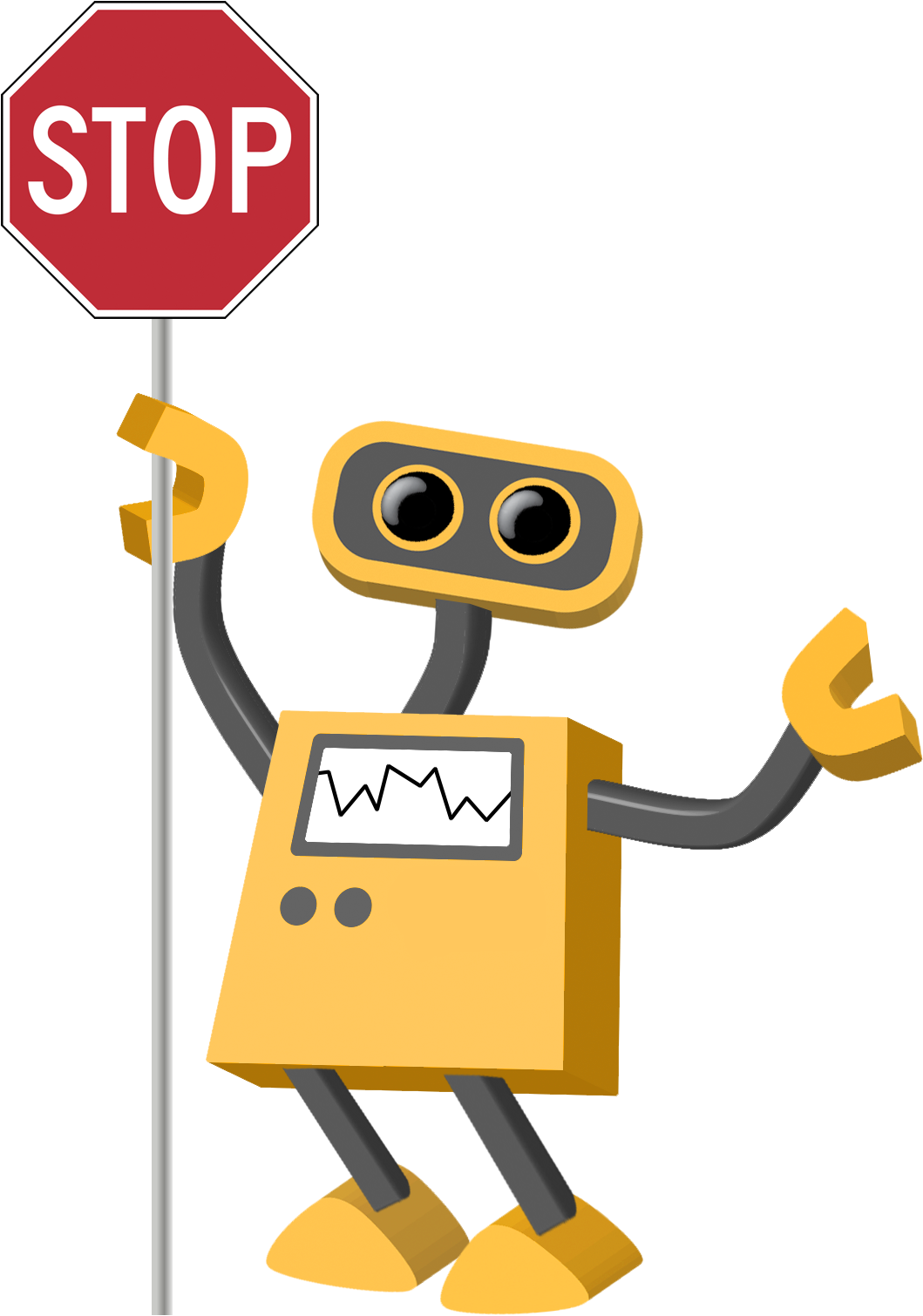 Robot Holding Stop Sign PNG image
