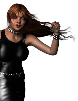 Rock Chic Animated Portrait PNG image