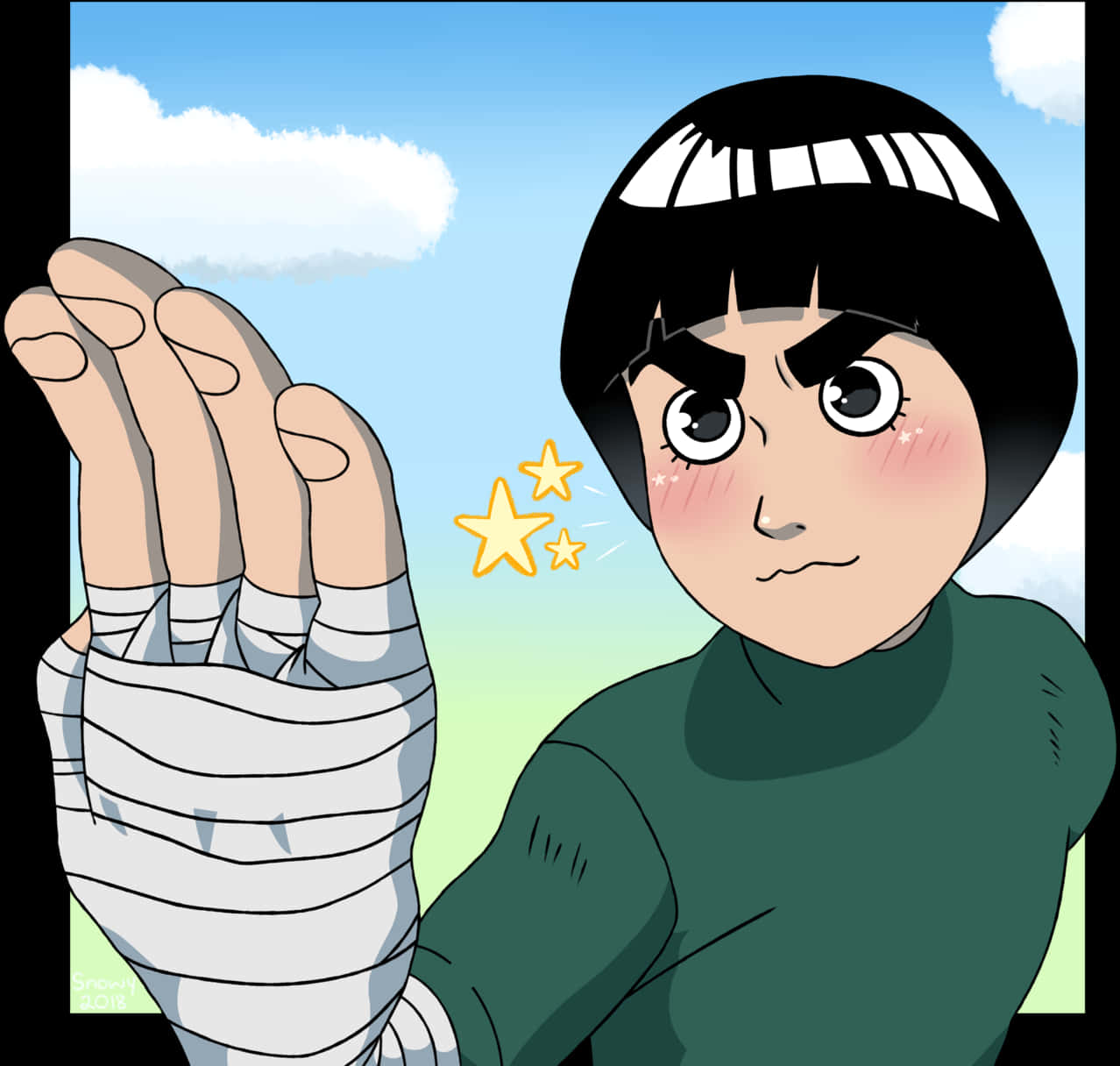 Rock Lee Anime Character Pose PNG image