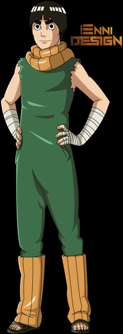 Rock Lee Anime Character Standing Pose PNG image