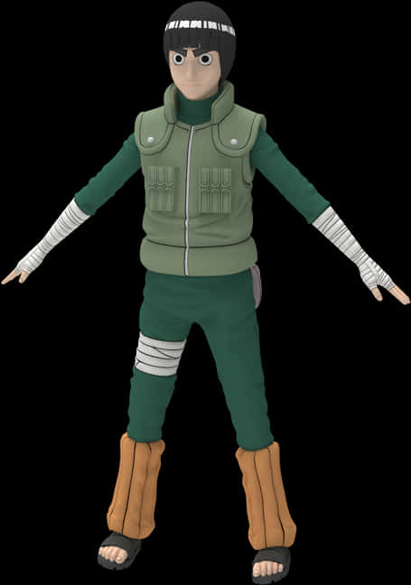 Rock Lee Naruto Character Render PNG image