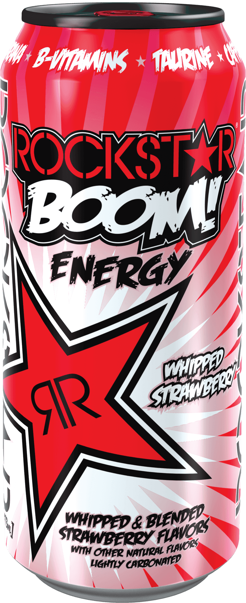 Rockstar Boom Energy Drink Whipped Strawberry PNG image