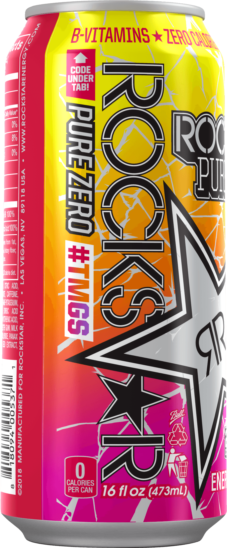 Rockstar Pure Zero Energy Drink Can PNG image