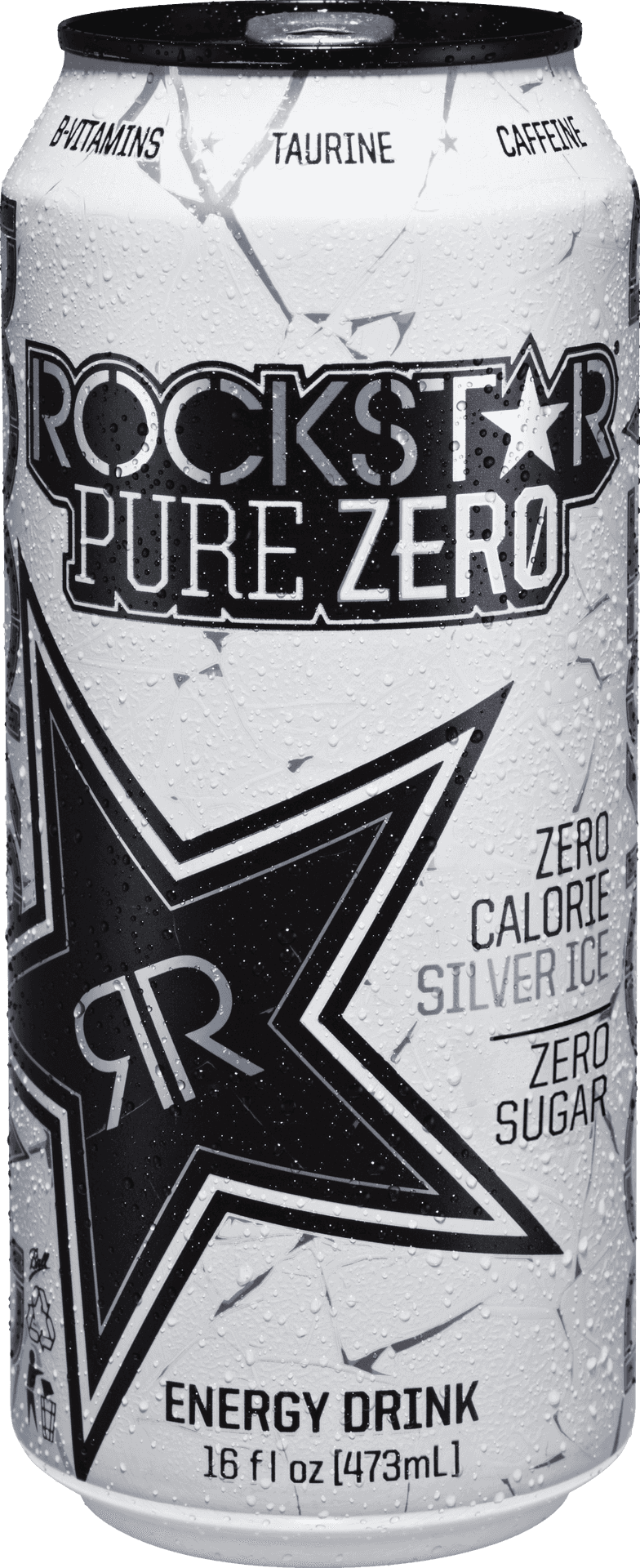 Rockstar Pure Zero Silver Ice Energy Drink Can PNG image