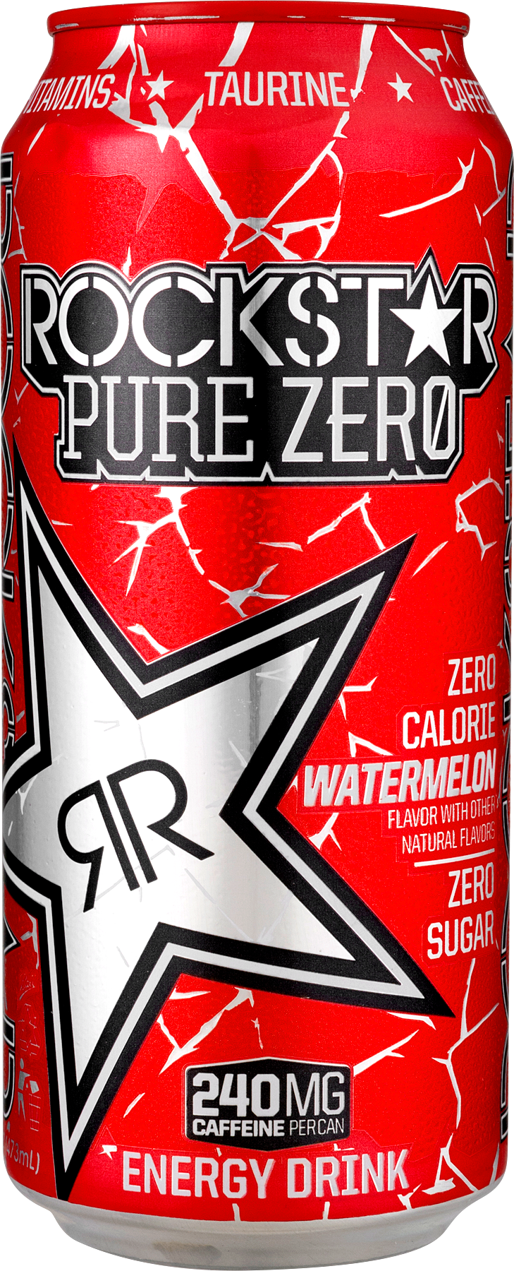 Rockstar Pure Zero Watermelon Energy Drink Can PNG image